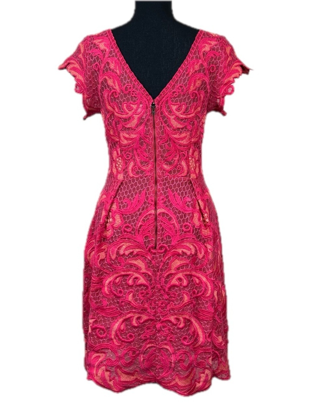 Yoana Baraschi for Anthropologie Pink Lace Cocktail Dress Size 4 - Picture 11 of 11